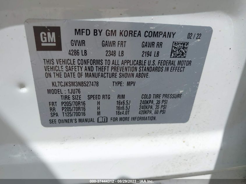 2022 CHEVROLET TRAX LS - KL7CJKSM3NB527478