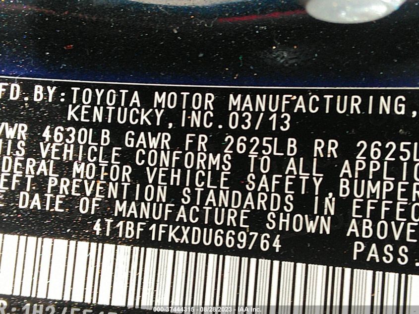 2013 TOYOTA CAMRY SE - 4T1BF1FKXDU669764