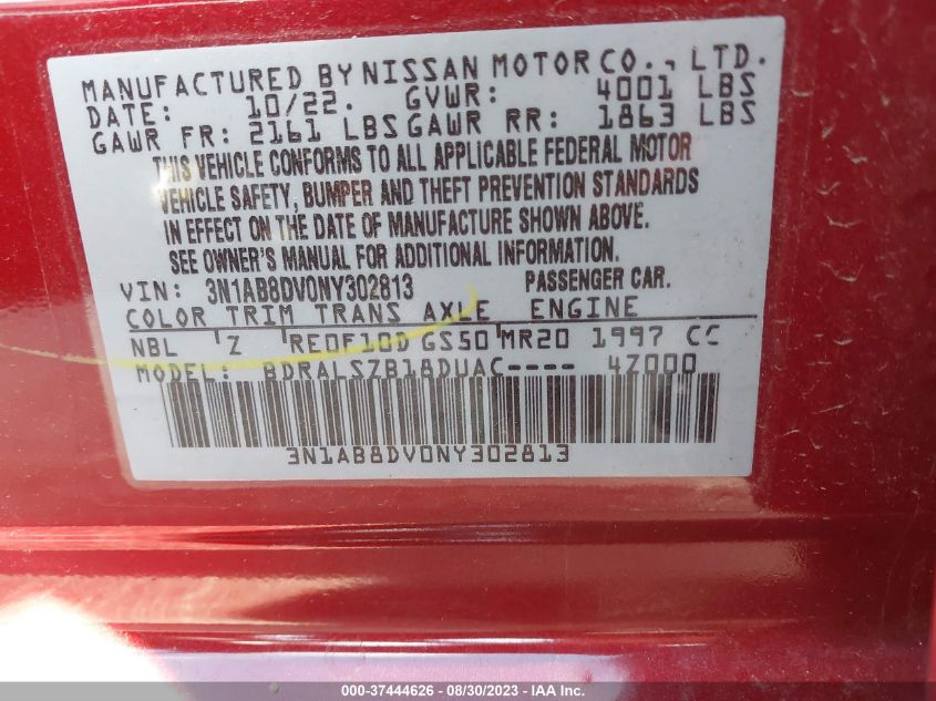 2022 NISSAN SENTRA SR - 3N1AB8DV0NY302813