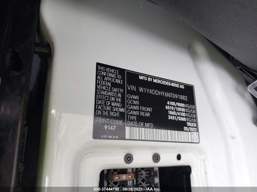 2022 MERCEDES-BENZ SPRINTER 2500 HIGH ROOF I4 DIESEL W1Y4DDHY6NT091882