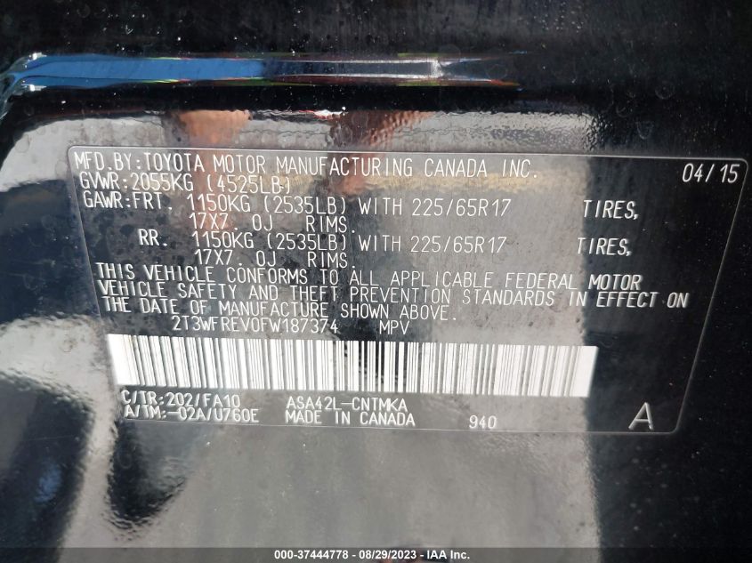 2015 TOYOTA RAV4 XLE - 2T3WFREV0FW187374