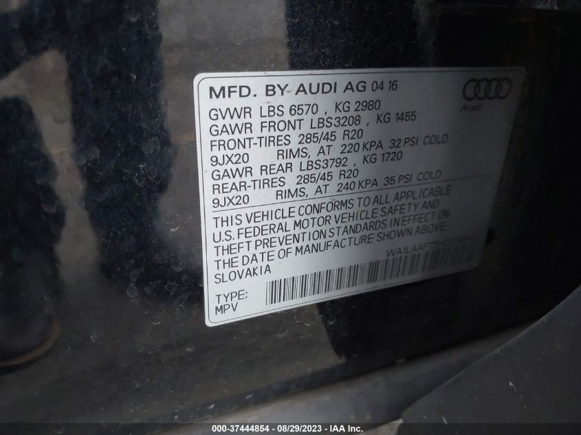 2017 AUDI Q7 PREMIUM PLUS - WA1LAAF73HD014588