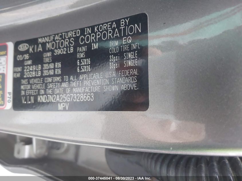 2016 KIA SOUL BASE - KNDJN2A25G7328663