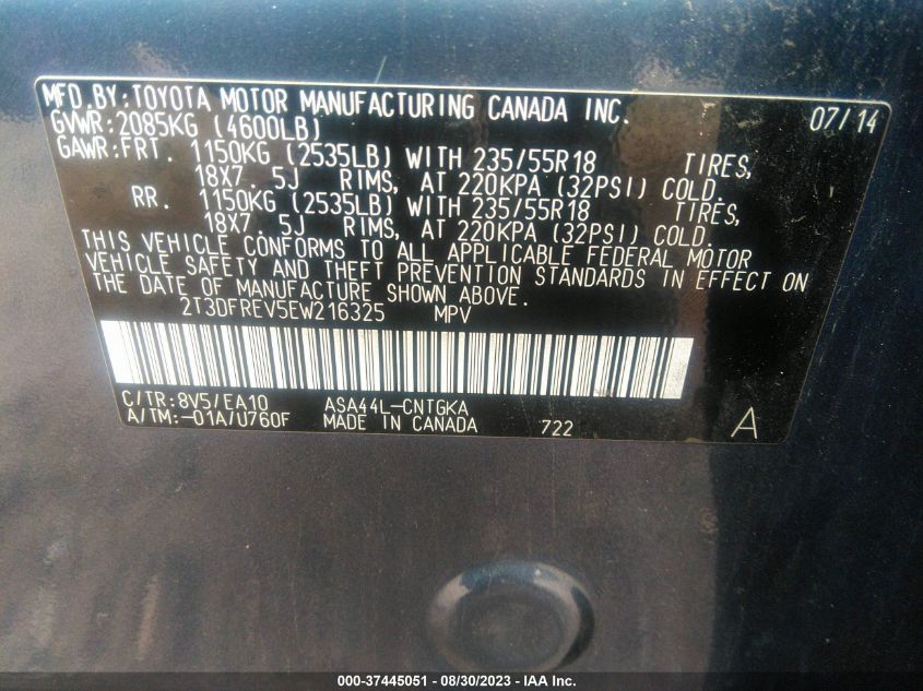 2014 TOYOTA RAV4 LIMITED - 2T3DFREV5EW216325
