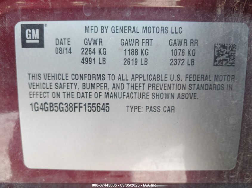 2015 BUICK LACROSSE LEATHER - 1G4GB5G38FF155645