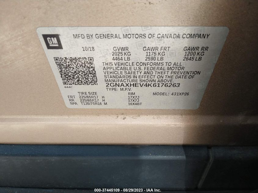 2019 CHEVROLET EQUINOX LS - 2GNAXHEV4K6176263