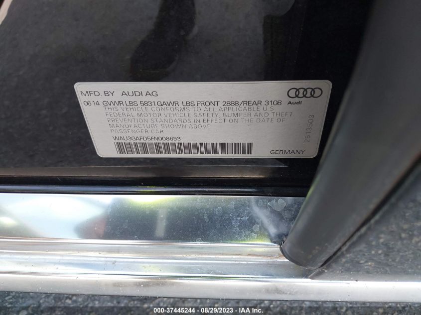 2015 AUDI A8 L 3.0T WAU3GAFD5FN008693