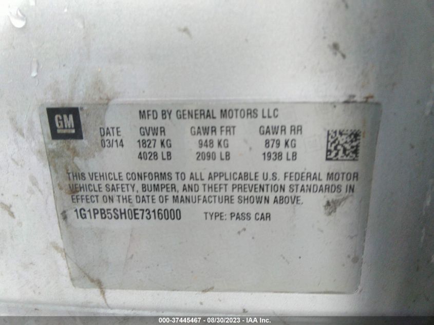 2014 CHEVROLET CRUZE LS - 1G1PB5SH0E7316000