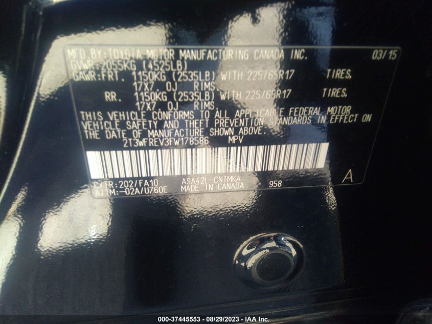 2015 TOYOTA RAV4 XLE - 2T3WFREV3FW178586