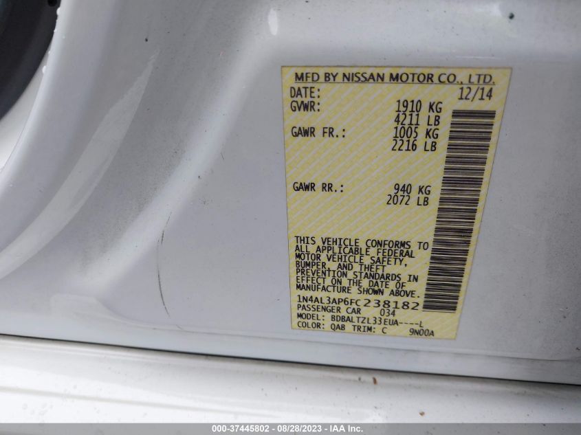 2015 NISSAN ALTIMA 2.5 SL - 1N4AL3AP6FC238182