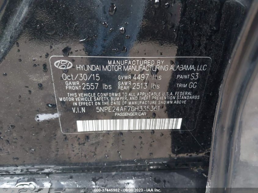 2016 HYUNDAI SONATA 2.4L SE - 5NPE24AF7GH335361