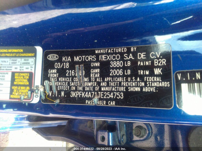 2018 KIA FORTE LX - 3KPFK4A71JE254753