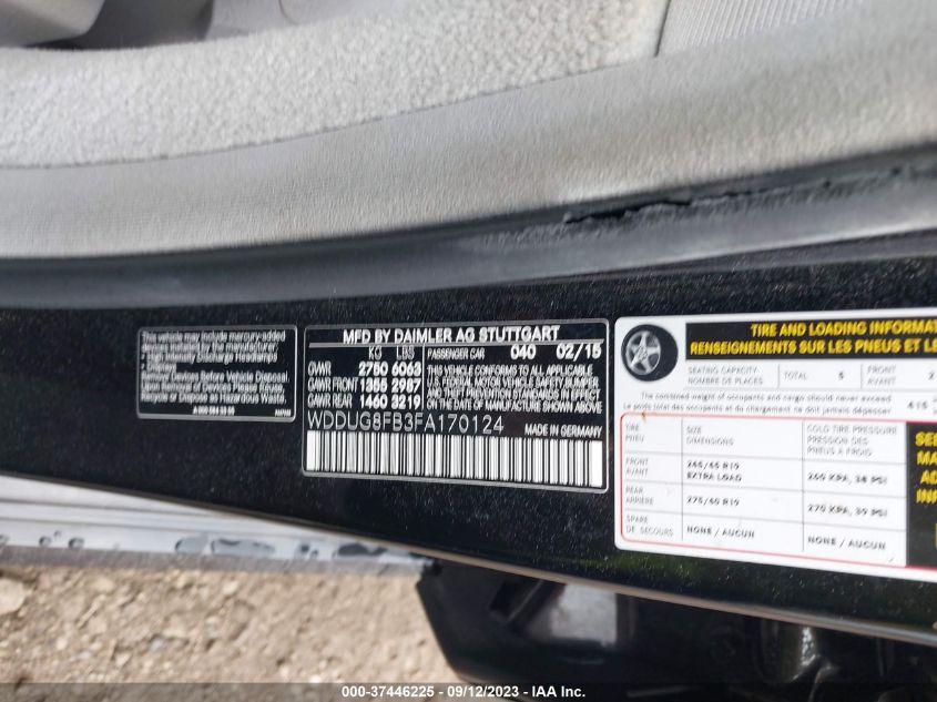 2015 MERCEDES-BENZ S 550 4MATIC WDDUG8FB3FA170124