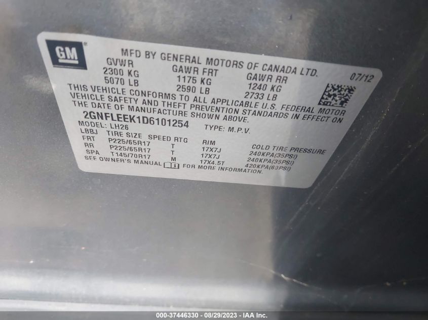 2013 CHEVROLET EQUINOX LT - 2GNFLEEK1D6101254