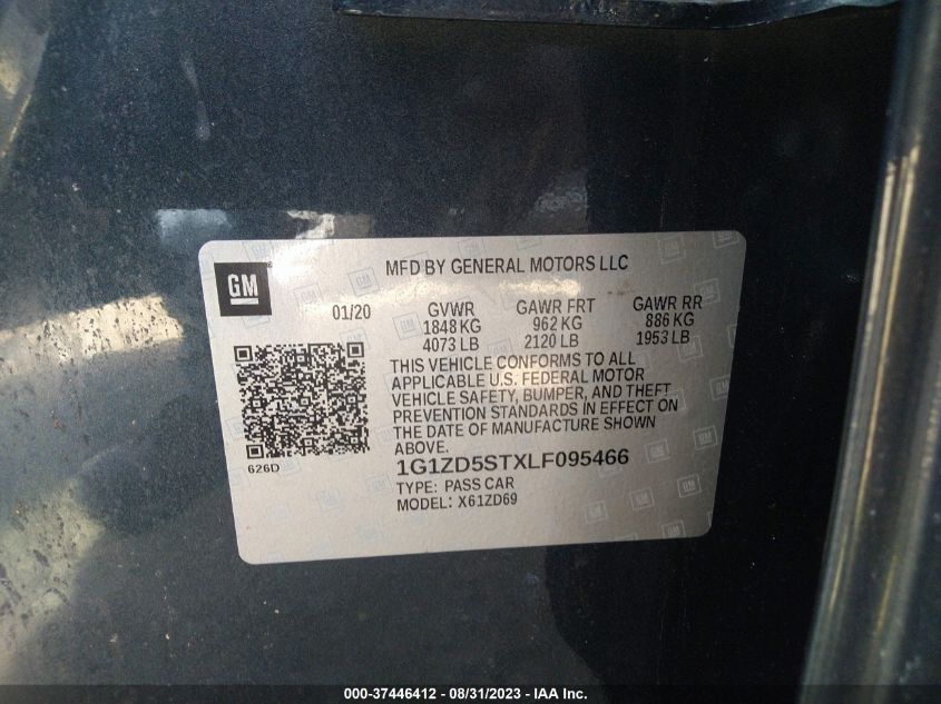 2020 CHEVROLET MALIBU LT - 1G1ZD5STXLF095466