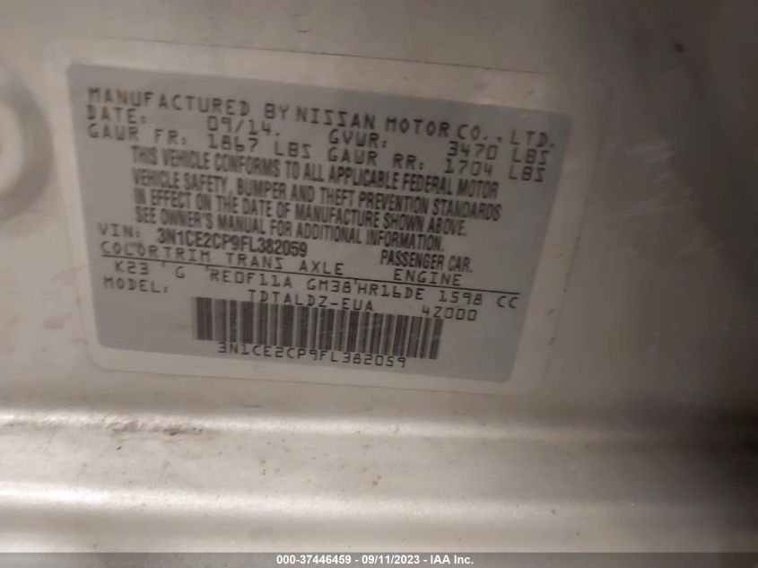 2015 NISSAN VERSA NOTE SV - 3N1CE2CP9FL382059