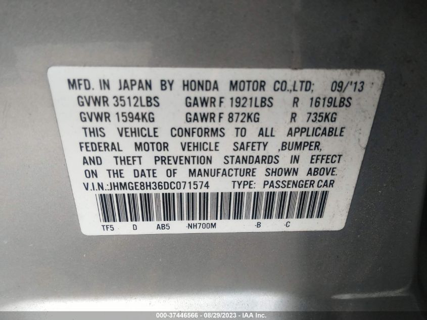 2013 HONDA FIT - JHMGE8H36DC071574