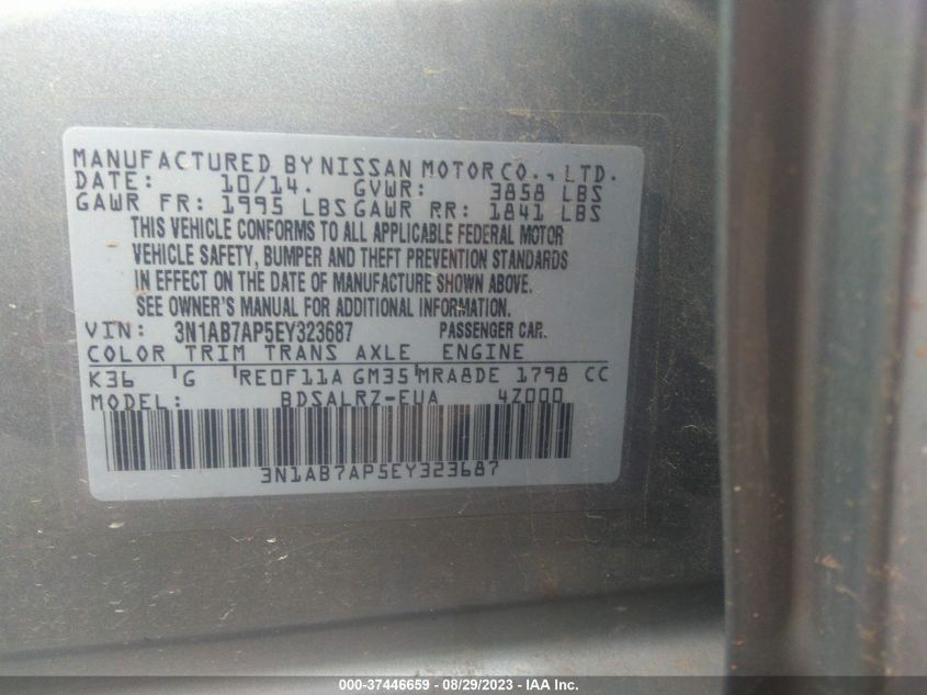 2014 NISSAN SENTRA SR - 3N1AB7AP5EY323687