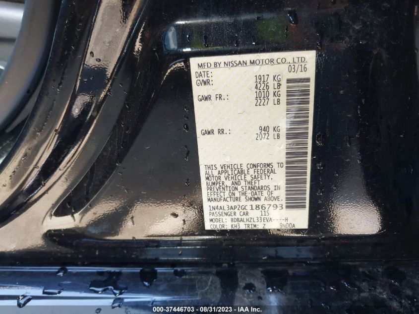 2016 NISSAN ALTIMA 2.5 SR - 1N4AL3AP2GC186793