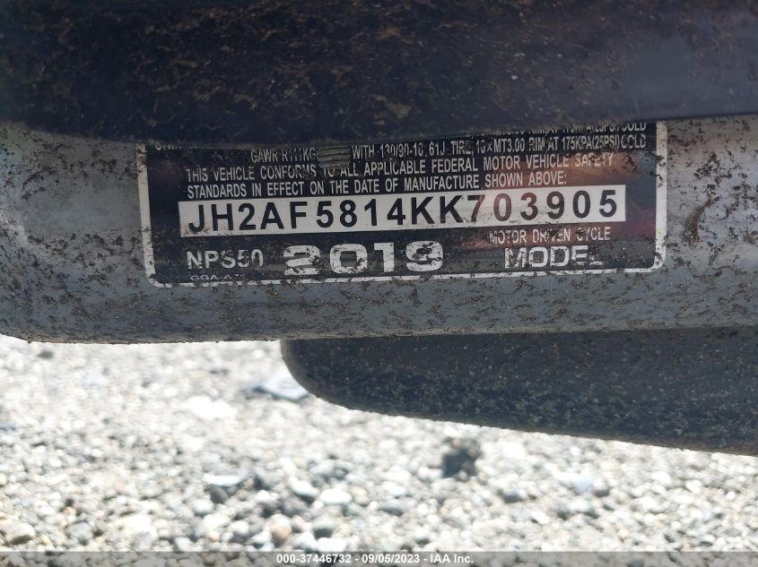 2019 HONDA NPS50 JH2AF5814KK703905
