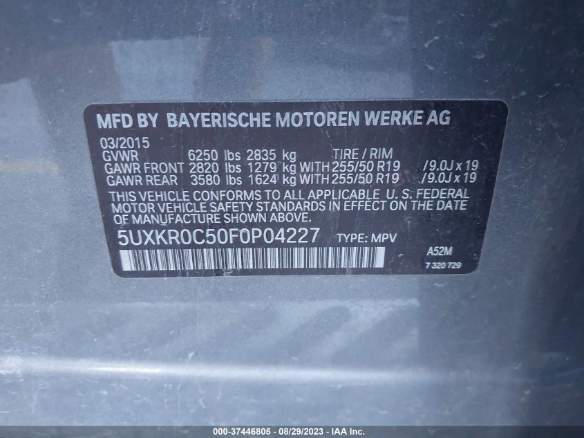 5UXKR0C50F0P04227 2015 BMW X5, photo no. 9