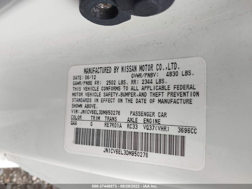 2013 INFINITI G37 COUPE X - JN1CV6EL3DM950276