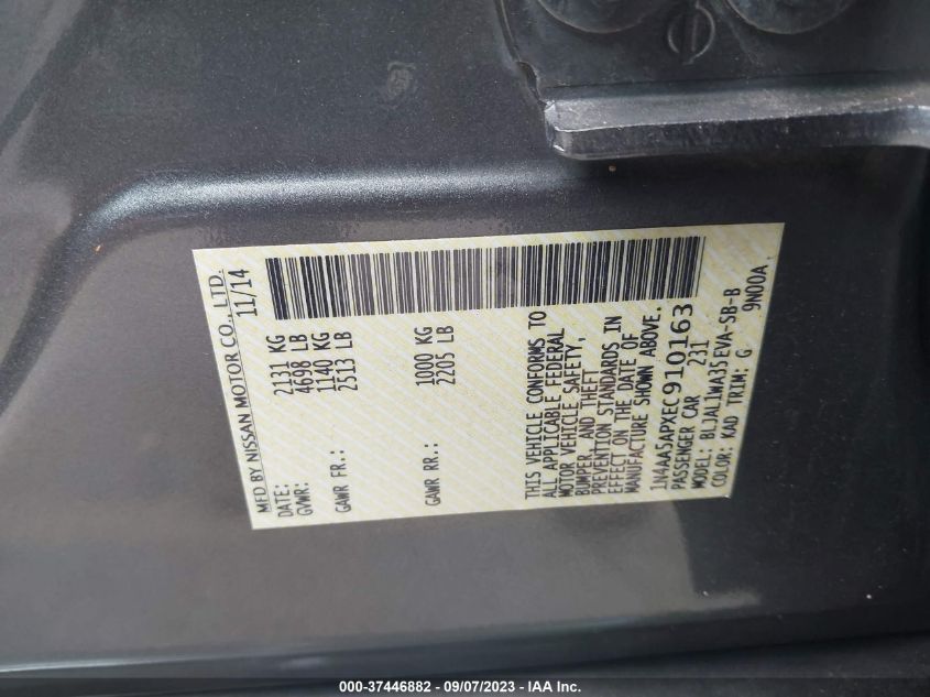 2014 NISSAN MAXIMA S/SV - 1N4AA5APXEC910163