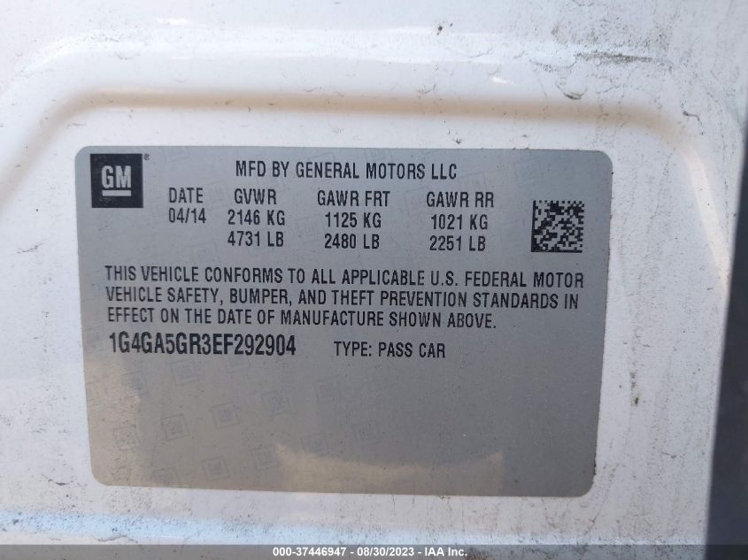 2014 BUICK LACROSSE - 1G4GA5GR3EF292904