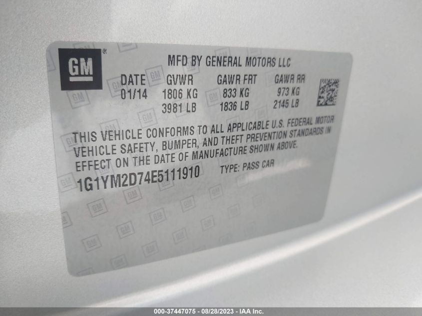 2014 CHEVROLET CORVETTE STINGRAY Z51 3LT - 1G1YM2D74E5111910