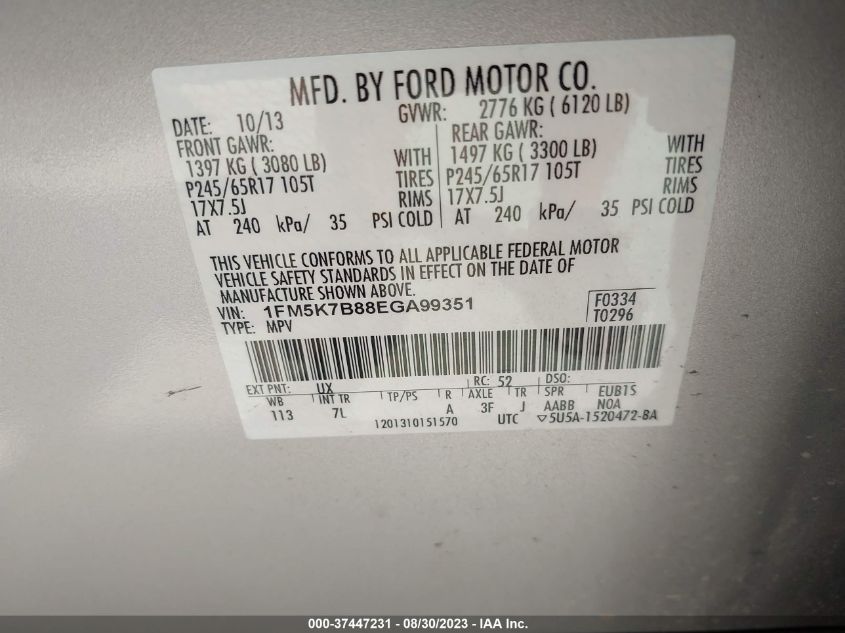 2014 FORD EXPLORER BASE - 1FM5K7B88EGA99351