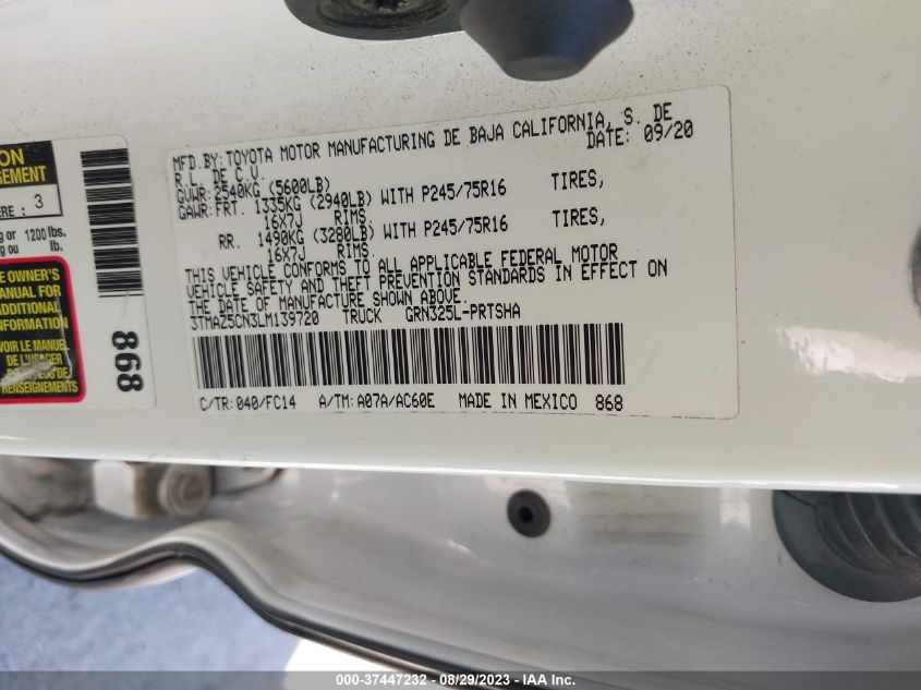 2020 TOYOTA TACOMA SR5 V6 - 3TMAZ5CN3LM139720