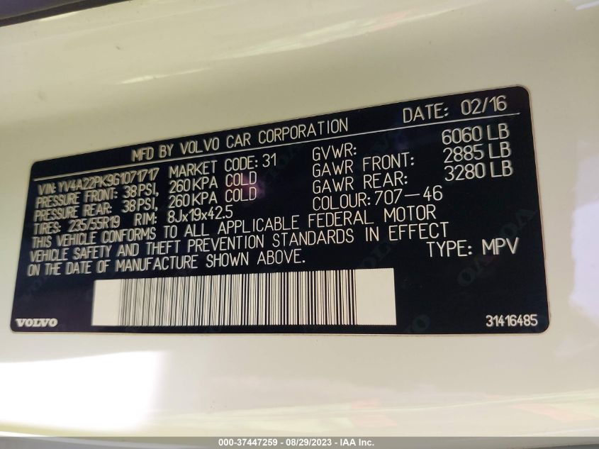 2016 VOLVO XC90 T6 MOMENTUM - YV4A22PK9G1071717
