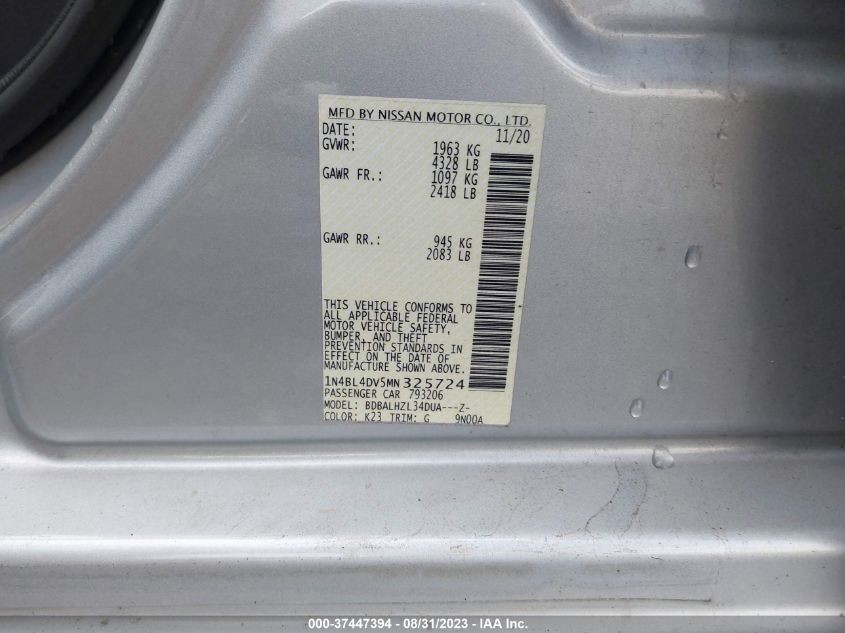 2021 NISSAN ALTIMA 2.5 SV - 1N4BL4DV5MN325724