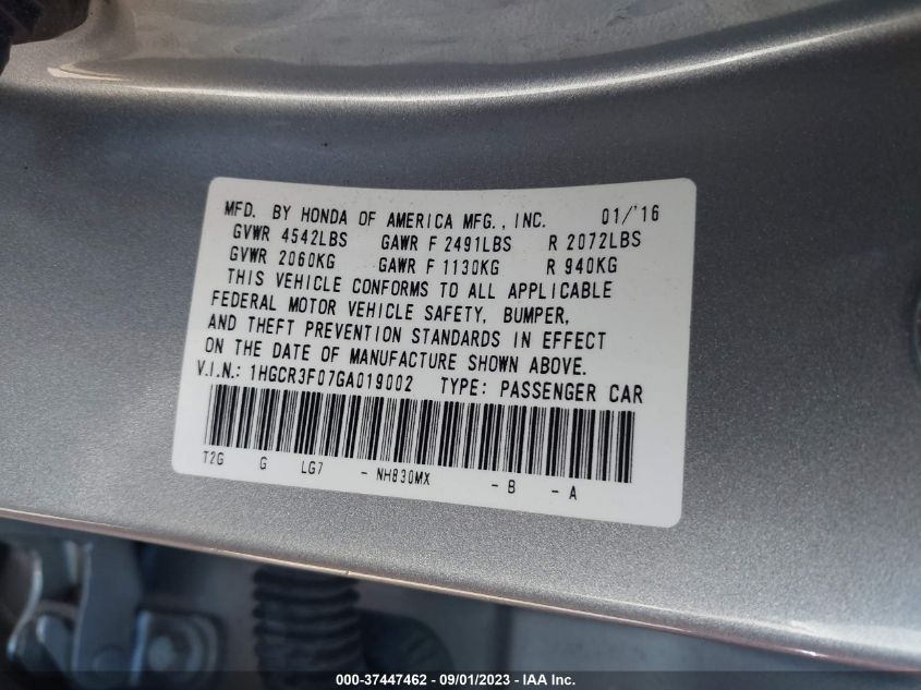 2016 HONDA ACCORD SEDAN EX-L - 1HGCR3F07GA019002