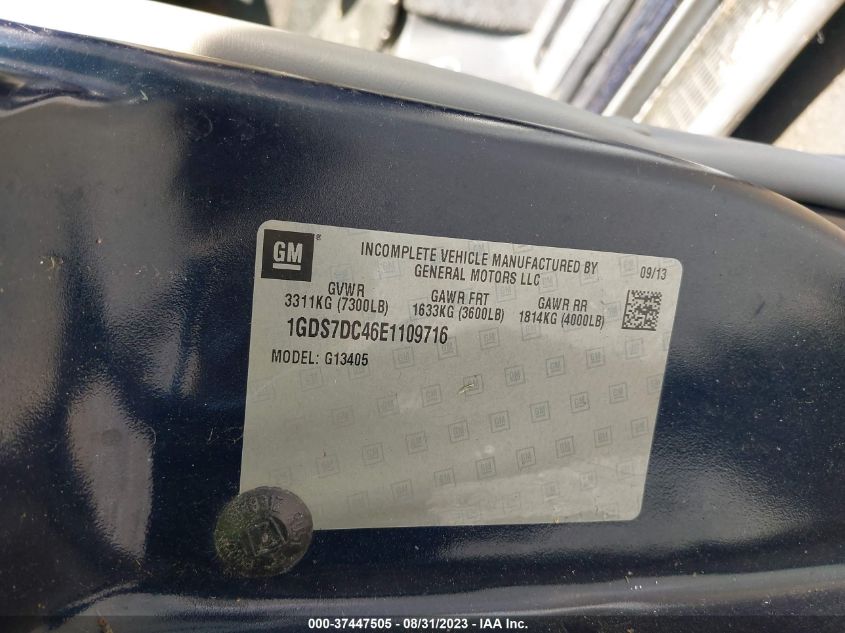 2014 GMC SAVANA CARGO VAN UPFITTER 1GDS7DC46E1109716