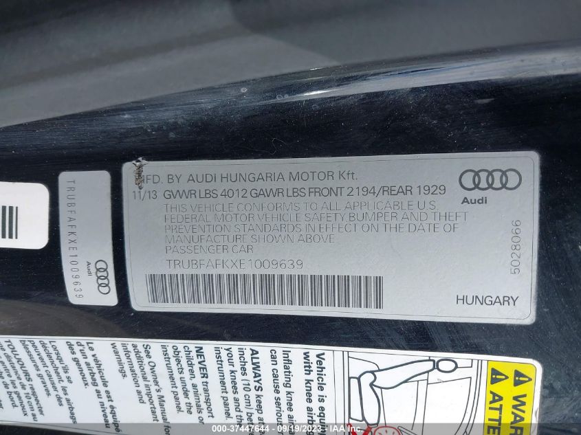 2014 AUDI TT 2.0T TRUBFAFKXE1009639