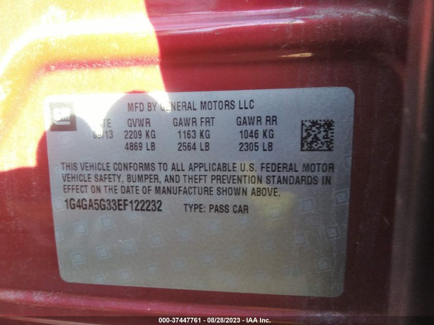 2014 BUICK LACROSSE BASE - 1G4GA5G33EF122232