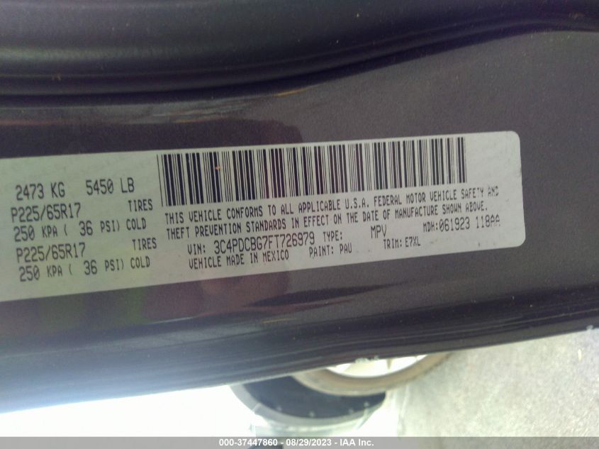 2015 DODGE JOURNEY SXT - 3C4PDCBG7FT726979