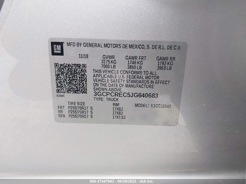 2018 CHEVROLET SILVERADO 1500 LT - 3GCPCREC5JG640683