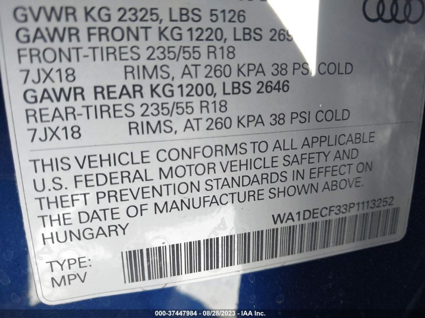 2023 AUDI Q3 S LINE PREMIUM - WA1DECF33P1113252
