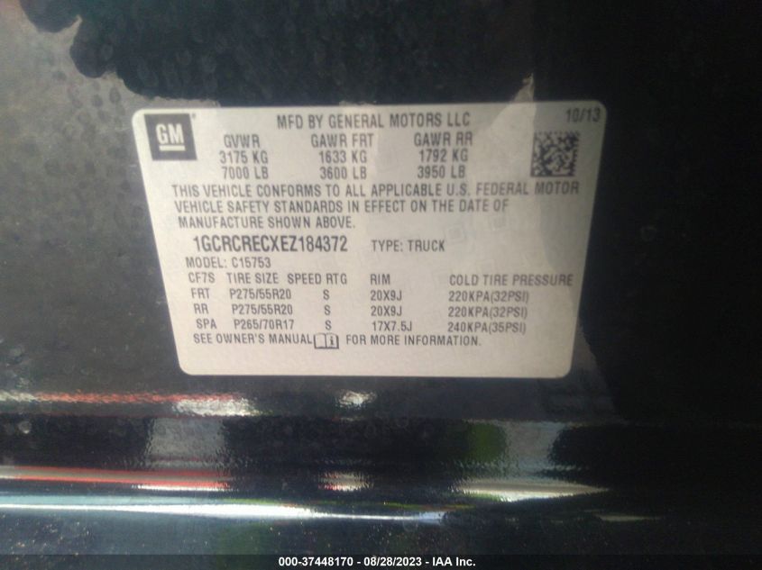 2014 CHEVROLET SILVERADO 1500 LT - 1GCRCRECXEZ184372