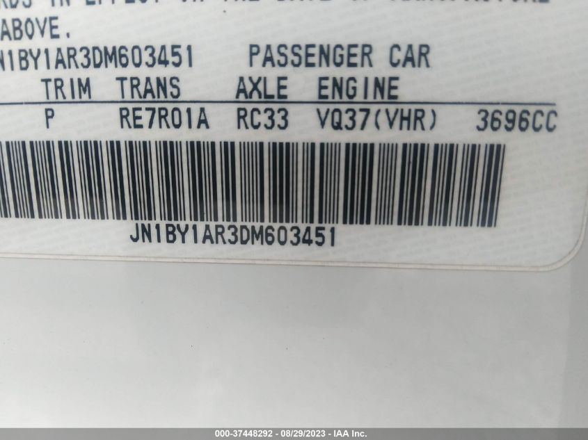 2013 INFINITI M37 X JN1BY1AR3DM603451