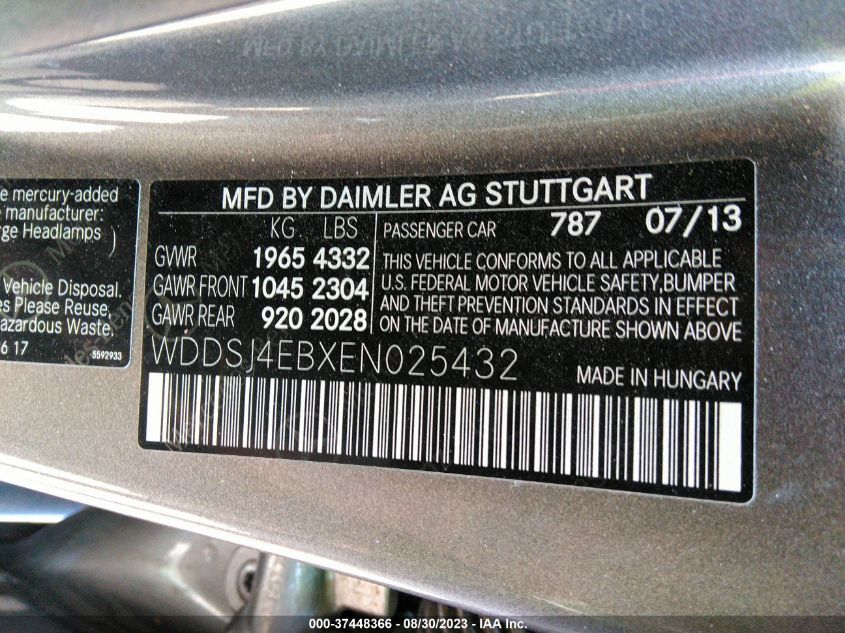 2014 MERCEDES-BENZ CLA 250 - WDDSJ4EBXEN025432