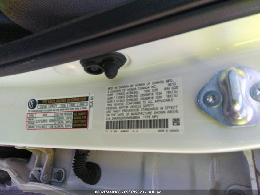 VIN 2HKRW2H5XNH648604 2022 HONDA CR-V EX