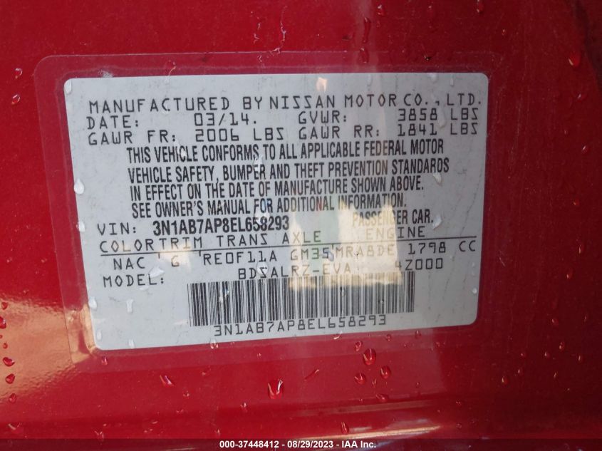 2014 NISSAN SENTRA SR - 3N1AB7AP8EL658293