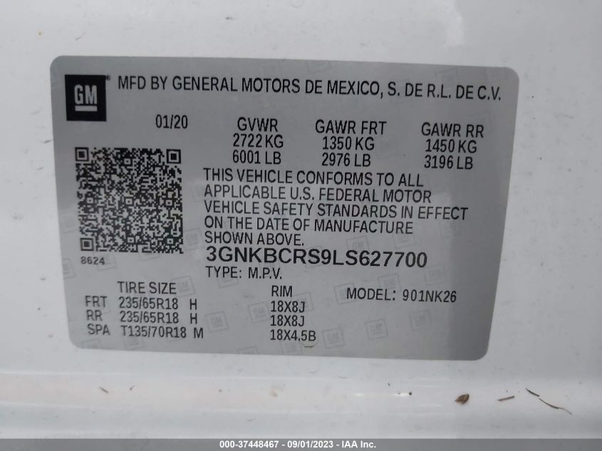 2020 CHEVROLET BLAZER LT - 3GNKBCRS9LS627700