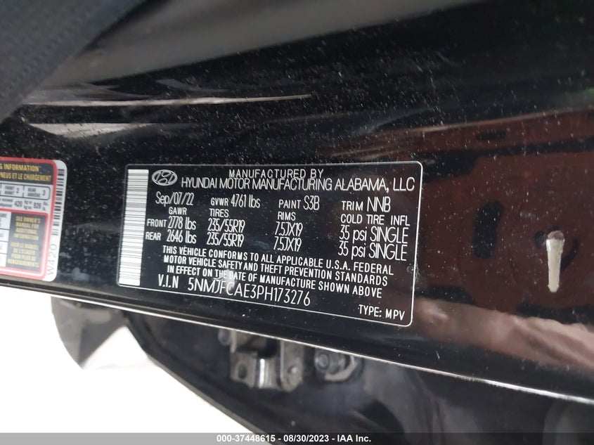 VIN 5NMJFCAE3PH173276 2023 HYUNDAI TUCSON SEL