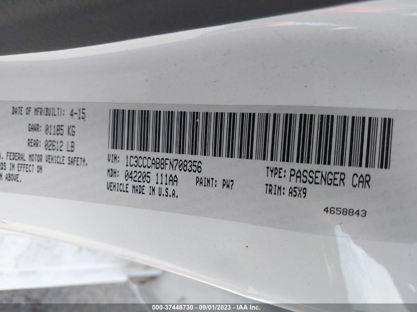 2015 CHRYSLER 200 LIMITED - 1C3CCCAB8FN708356