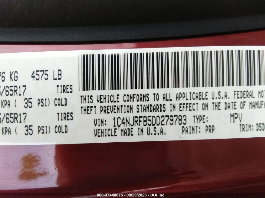 2013 JEEP PATRIOT LATITUDE - 1C4NJRFB5DD279783