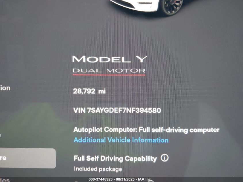 7SAYGDEF7NF394580 Tesla Model Y PERFORMANCE 7